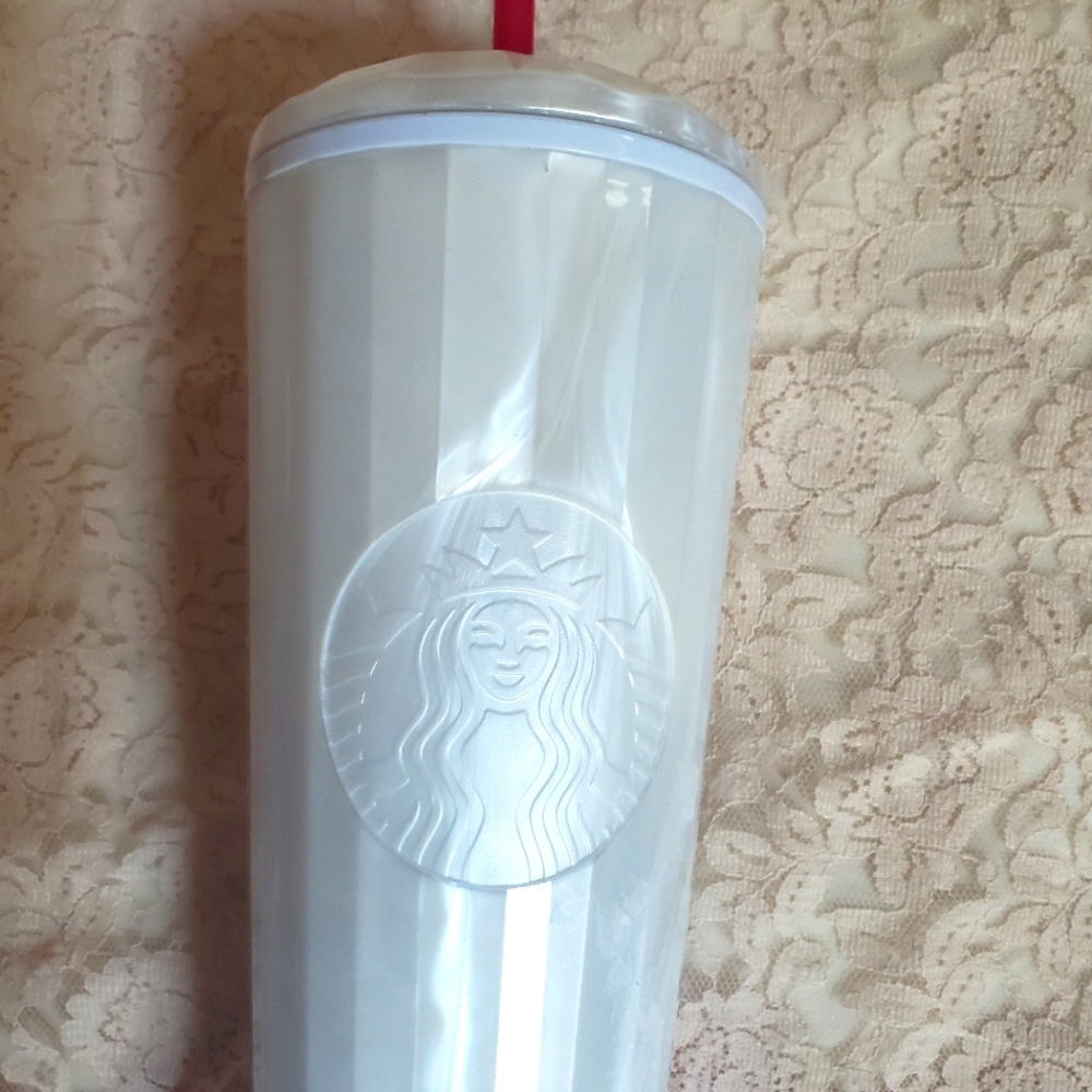 STARBUCKS WHITE PEARLESCENT MARBLED DOME TUMBLER 2022